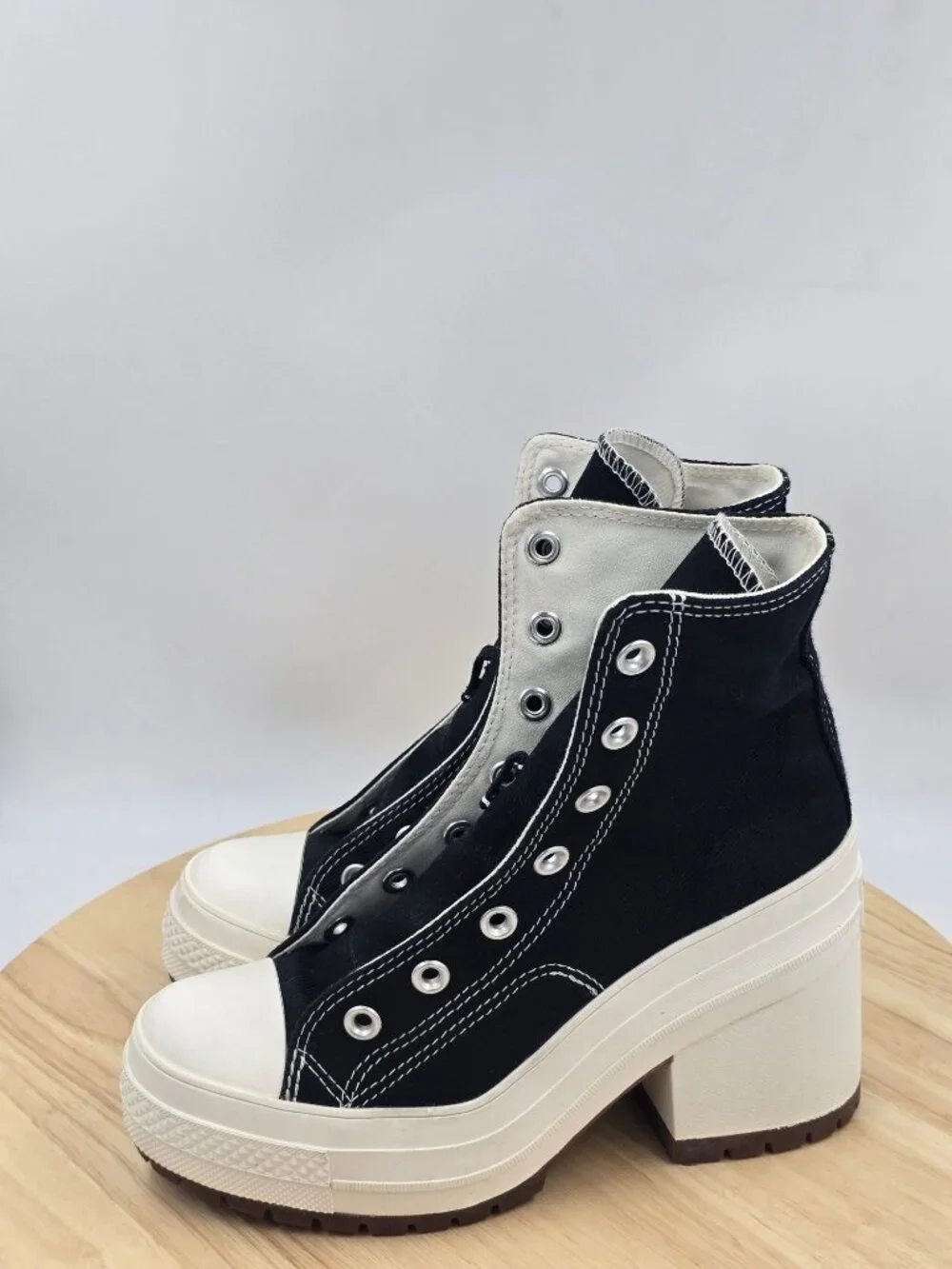 Converse Chuck 70 De Luxe Heel Platform  Black Egret Sneakers A05347C Womens 6